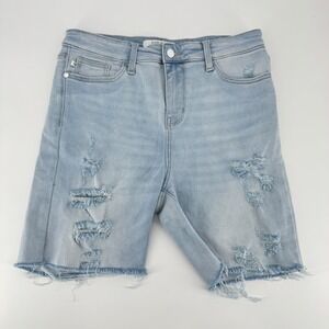 Judy Blue Womens Distressed Light Wash Denim Shorts‎ JB15100 LT Size L